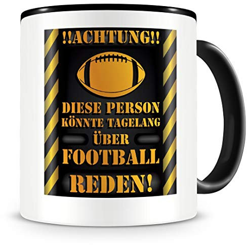 Samunshi® Football Tasse mit Spruch Geschenk für Football Fans Männer Kaffeetasse groß Lustige Tassen zum Geburtstag schwarz 300ml