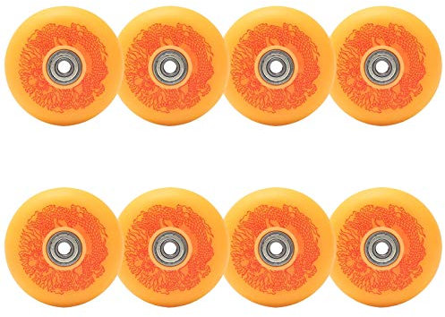 JHKJ Skating Ersatzräder 72 mm 76 mm 80 mm 85 A PU-Skate-Ersatzräder, Rollschuhräder, Ersatzrad Professionelles Flaches Bremsrad Rollen Inliner Rollen,Orange,80mm