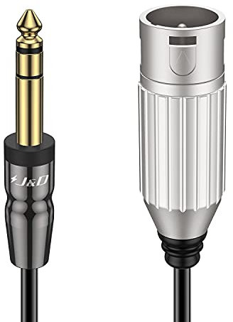J&D Cavo Jack a XLR, Guscio in Rame Placcato oro, Jack Stereo TRS Maschio da 6,35 mm Bilanciato a Cavo di Interconnessione XLR Maschio per Chitarra, Altoparlante, Microfono, Amplificatore - 2,7 Metri