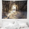 ABAKUHAUS Winter Wandteppich, Weihnachten Schnee Wald aus Weiches Mikrofaser Stoff Waschbar ohne Verblassen Digitaldruck, 150 x 110 cm, Hellgelb Braun