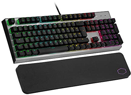 Cooler Master CK351 Tastiera Ottica Gaming (Layout IT)-Interruttori Rossi (Hot-Swappable), NKRO Completo,RGB per-Key (MasterPlus+), Poggiapolsi,Tasti Personalizzabili, Cablato, QWERTY
