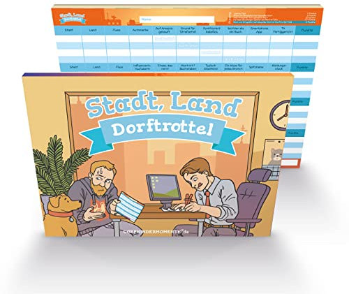 Stadt Land DORFTROTTEL – Die Stadt Land Fluss STADTVERSION | Wer Will Schon Dorftrottel Sein? | 100 Spielseiten | Geschenk & Partyspiel