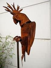 Zen Man Edelrost Gartenstecker Beetstecker Papagei aus Metall,Gartenfiguren, Skulptur H165 B18cm