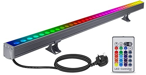 Yasotek 144W RGBW+6000K LED Wall Washer Light Bar, 40 Color Changing Spot Light, Remote Control, Indoor/Outdoor, Wall Mount, Modern Style