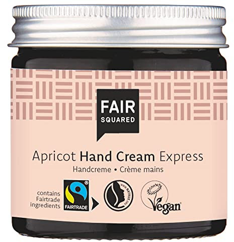 FAIR SQUARED Handcreme Aprikose 50 ml - Handpflege für trockene Haut - vegane Hand Creme Naturkosmetik im Glastiegel