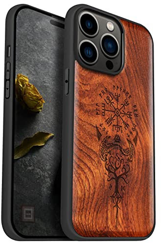 Carveit Custodia per iPhone 14 Pro Max Cover magnetico [Unico Lnciso a laser Rosea] Ricarica Compatibile MagSafe con 14 Pro Max Paraurti Robusto TPU (Bussola vichinga)