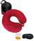 NavoX Reisekissen, Memory-Schaum, Nackenkissen für Reisen, mit Schlafmaske, Ohrstöpsel, Tasche, Nackenstützkissen, Schnellpackung, leicht, für Camping, Auto, Büro, Rot