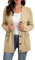 GRECERELLE Strickjacke Schwarz Strickjacke Damen Grobstrick langärmlig Cardigan Mit Taschen und Knöpfen (Beige, L)