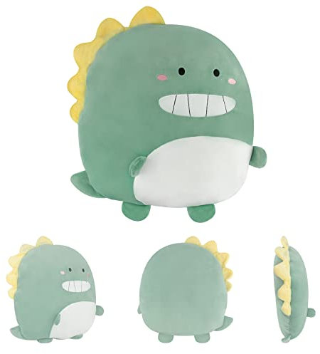 Surplex Juguete de Peluche de Dinosaurios Animal de Peluche Verde, Suave Almohada de Dinosaurios Cómoda Abrazando Almohada Juguete, Decoración para El Hogar Regalo de Cumpleaños Niños (34cm/13.4)