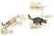 PawHut Katzen Kletterwand, 4-teilig, Katzenkletterwand, inkl. 1 x Sprungturm, 3 x Kratzbäume, Kletterwand Set, Kratzbaum mit Hängematte, Wandliege Katzen, Katzentreppe, Sisal, Beige+Cremeweiß