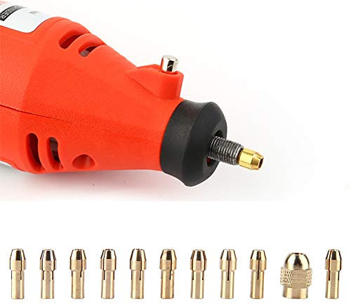 Mandrin Perceuse Juego de Pinzas para Mini Pinzas Eléctricas, Herramienta Rotativa, Amoladora, Herramienta Giratoria, 0,5-3,2mm, 11 Uds., Portabrocas de Cobre de 4 Mordazas