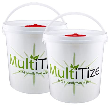 MultiTize Eco Friendly, Vegan, 100% Biodegradable, Antibacterial Multi Surface Wipes, (4 Buckets, 500 Wipes Per Buckets)