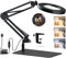 5X Magnifying LED Desk Lamp with Base & Clamp,Dimmable Magnifying Glass,3 Color Modes,10 Adjustable Brightness 2-in-1Magnifying Glass with Light and Stand,Adjustable Swivel Arm Lamp Craft Light
