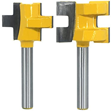 Lot de 2 embouts de défonceuse à fente en T avec manche en acier de 6,35 mm - Fente en T portable - Fraise à rainurer en carbure cémenté - Fraise à rainurer