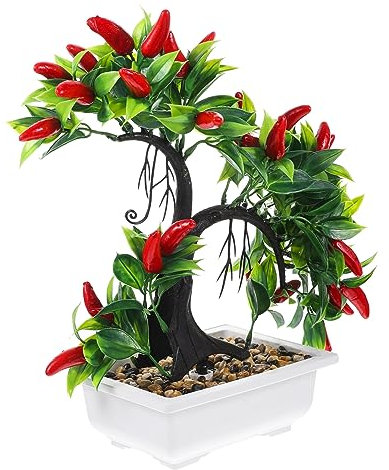 ifundom Künstliche Chili-dekore Wohnkultur Fake-pflanzendekor Künstlicher Chili-Kunststoff Künstliche Chili-Verzierungen Lila Bonsai-Baum Kuhglocke Schlagzeug Blumen Plastik Anlage