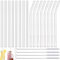 20 Piezas Pajitas Niños Pajitas de Cristal Pajitas Reutilizables Transparente Paja Doblada son Adecuadas para Batidos Cócteles Batidos Jugos Leche Té Caliente y Otras Bebidas