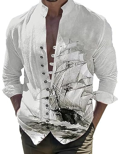 Chemise T Shirt Homme Maillot Longue Manche Homme Chemises Blanche Homme Chemise à Carreaux pour Homme Col Mao Chemises Classe Homme Tee Shirt Homme Manche Longue Pas Cher Chemisette Homme Pas Cher