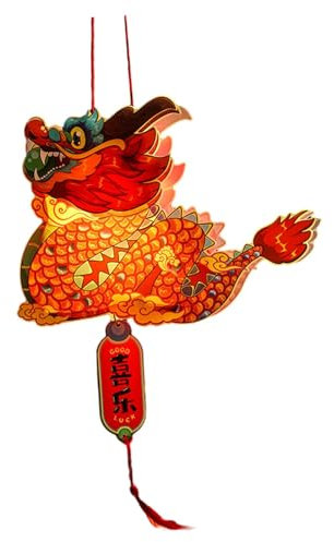 harayaa Chinesische Neujahrslaterne DIY Set 2024 Frühlingsfest Dekoration Unvollendete Niedliche Verzierung Tragbare Laterne für, PVC-Drache