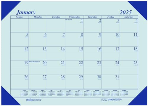 House of Doolittle HOD124640-25 Monats-Schreibtischunterlage Kalender 2025, EcoTones, Blau, 47,7 x 33 cm, Januar bis Dezember