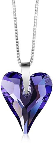 Materia Halskette Damen Silber 925 Herz Schmuck lila CO-45-Lila