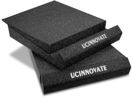 UCINNOVATE Speaker Isolation Pad, 2 Pack High-Density Acoustic Foam, 5”- 6” Speakers, Prevent Vibration, Studio Monitor, Subwoofer, Bluetooth Compatible, Limited Warranty