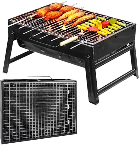 Holzkohlegrill, BBQ Barbecue Grill Portable, Tragbarer Faltbarer Campinggrill Picknickgrill, Abnehmbare BBQ Grills für den Schreibtisch, Tischplatte, Outdoor, Picknick, Garten, Terrasse, Camping, Reis