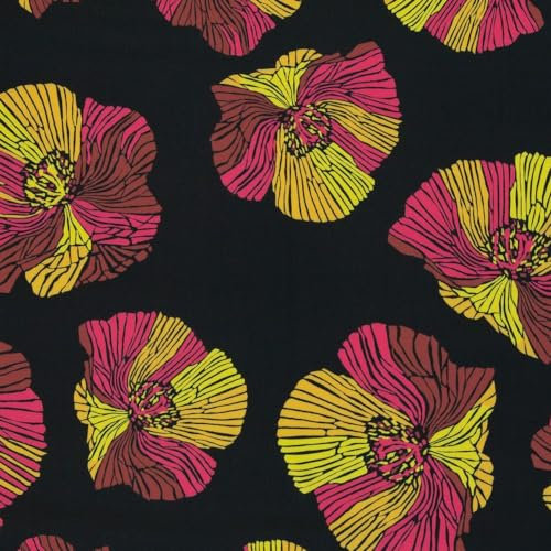 Viskose Webware | POPPIES by Bienvenido Colorido | 2 Farben | Ökotex | Meterware (schwarz)