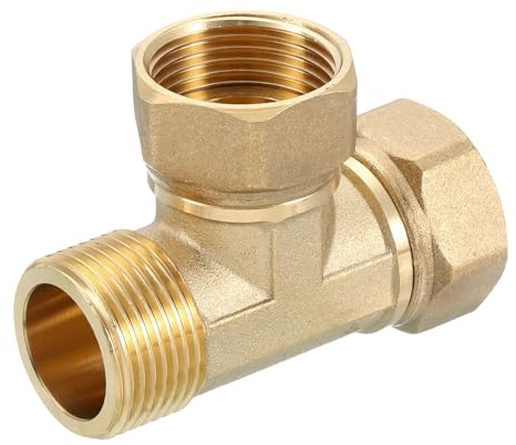 sourcing map Acoplador de tubo giratorio en T de latón, NPT de 3/4 pulgadas (hembra x hembra x macho), conector en T de 3 vías para fontanería de aire acondicionado, refrigeración, 1 unidad
