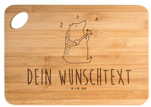 Mr. & Mrs. Panda Personalisiertes Schneidebrett Bär Gitarre - Personalisierte Geschenke, Hackbrett mit Wunschtext, Teddy, Brett mit Wunschtext,