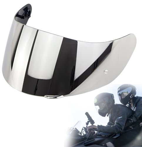 Tadpolez 1 Stücke Motorradhelm Visier fürAgv K1 K3SV K5,Helmlinsenvisier,Visier Motorrad Windschutz,Motorradhelm Visier Ersatz Fit(Silber)