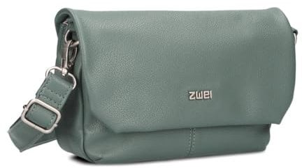 Zwei Damen Handtasche Mademoiselle.M M40 kleine Umhängetasche 1 Liter breite Crossbody-Bag mit Magnetklappe & Reißverschluss klassisch-elegant (eucalyptus)