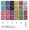 NACHLYNN 35700 Stück Strass Set aus Kunstharz 12 Farben Flache Rückseite Runde Jelly Strasssteine Mit Pinzetten 2-6 mm Schillernde Nicht Hotfix Kristall Edelsteine
