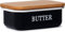 Madera Nieve Mantequillera con tapa de madera, campana para 250 g de mantequilla, mantequillera multiusos, con tapa de bambú elegante y sostenible. (Negro, 250g)