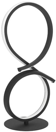 EGLO LED Nachttischlampe Serpins, geschwungene Tischlampe, Zimmer Deko Wohnzimmer, Nachttischleuchte aus Metall in Schwarz und Kunststoff in Weiß, warmweiß, H 40,5 cm