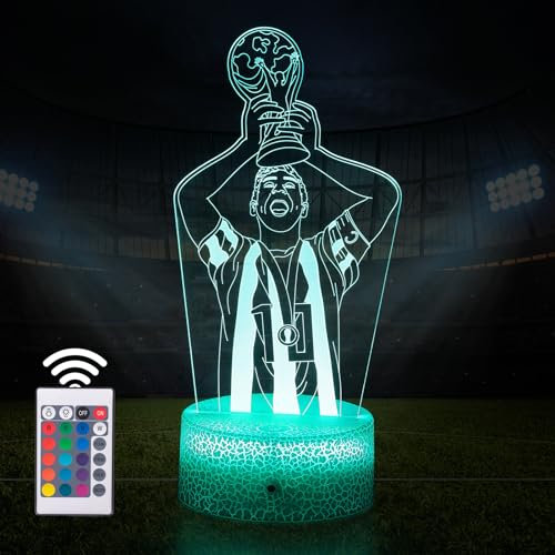Lmgy Argentina Soccer Player #10 3D Illusion Led Lamp,7 Colors +16 Colors Changing Gradient with Remote Control Smart Touch Table Lamps,Best Christmas