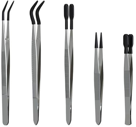 Pince à Entomologie MMOBIEL [5 Pièces] - Instruments de Précision en Acier Inoxydable avec Pince en Plastique à Épiler pour l'Entomologie, Épinglage d’Insects/Papillons, Disséquer et Travaux Délicats