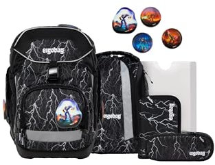 ergobag Pack Set ergonomischer Schulranzen Flexibel 6-teilig Set 1. Klasse Grundschule für Mädchen und Jungen