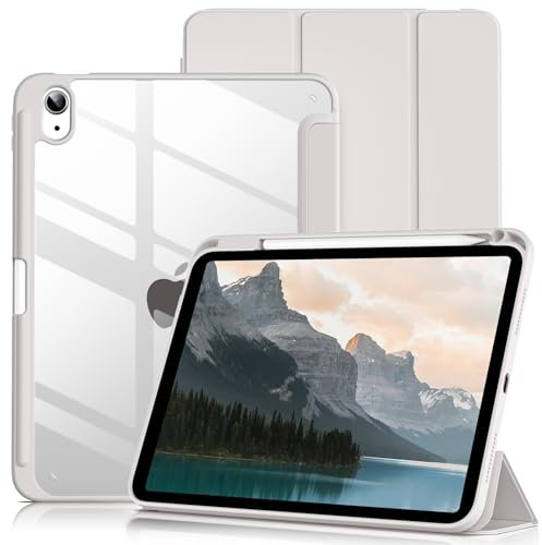 Lsmmpoba Hülle für iPad (A16) 11. Generation 2025/ iPad 10. Generation mit Stifthalter 10.9 Zoll Modell 2022, Stoßfeste Schutzhülle mit transparenter Hartschale auf der Rückseite, Grau
