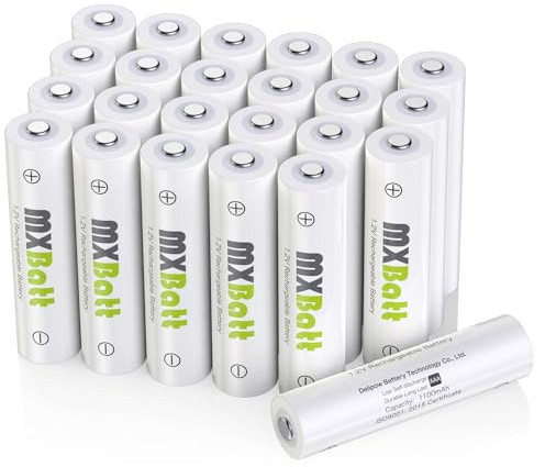 MXBatt 24 x AAA Akkus Wiederaufladbar NiMH, 1.2V 1100mAh, Hohe Kapazität | 1200 Zyklen, Geringe Selbstentladung, Fernbedienungen, Wanduhren, Lichterketten, Taschenlampen, Wetterstationen