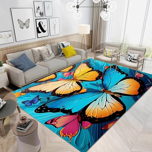 Bereichsteppich,3D-Teppich Bunter Fantasy-Schmetterling Entscheidender Moment Gedruckt Wohnkultur rutschfest Weich,Kinderzimmer-Teppich - Polyester-Soft-Touch 50 X 80 cm -8Y8U1D2Z3F