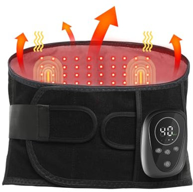 Oramuon Kabelloser Wärme-Rückenmassagegurt Mit Rotlichttherapie, 5000 mAh Akku, Heizgürtel Zur Schmerzlinderung Und Entspannung, Ideal Für Körperliche Erholung