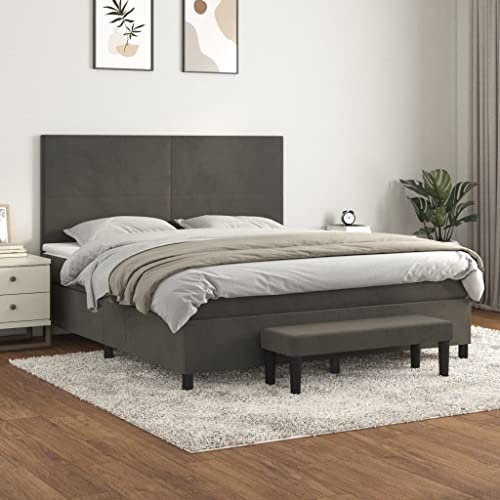 Brokky Boxspringbett mit Matratze Dunkelgrau 180x200 cm Bett Boxspringbett Bett Mit Matratze Schlafzimmer MöBel Polsterbett Samt - 3137738