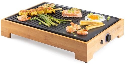 DOMO DO9271G Teppanyaki Grill Plate - Plancha Grill - Bamboo Design - Mit Auffangschublade - 1800 W