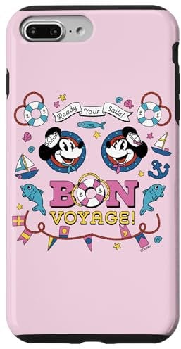 iPhone 7 Plus/8 Plus Disney Cruise Sailor Mickey & Minnie Cute Pink Bon Voyage Case