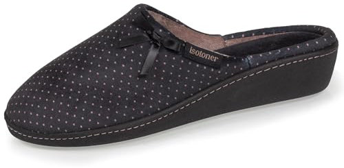 Isotoner Chaussons pantoufles Mules femme ultra doux, ultra confort talon de 4 cm, 40 EU, pois