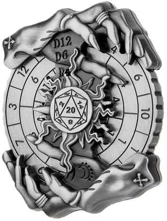 7 in 1 Fidget Spinner Würfel Set für DND, Neuheit Hände und Sterne Relief Metall Roulette D&D Würfel, Dungeons und Drachen RPG Rollenspiel Würfel Silber Grau