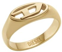 Diesel Herren Oval D Logo Ring aus goldfarbenem Edelstahl, DX15887108