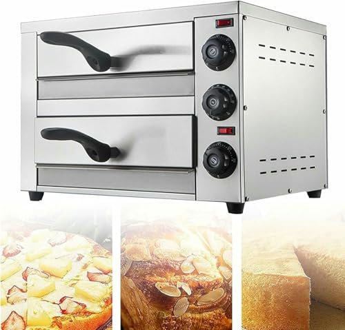 GFXYQPDNV Double Tier Pizza Oven, Commercial Countertop Electric Pizza Oven, Multipurpose Indoor Stainless Steel Pizza Oven