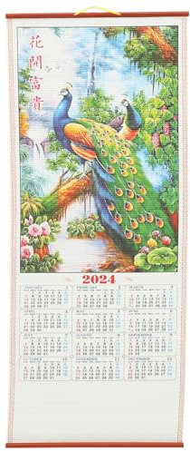 NUOBESTY Chinesischer Wandkalender mit Drachenmotiven Rollenkalender für Jahresplanung Traditionelles Design als Wohnzimmerdekoration
