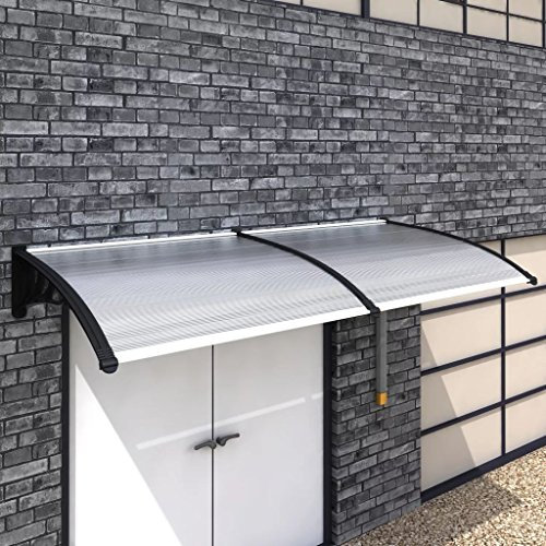 Gecheer Auvent de Porte 240 x 100 cm PC, Marquise de Porte et Fenêtres, Toit de Porte d'entrée, Auvent de Fenêtre en Polycarbonate, Toit Abri Pluie et Neige Protection